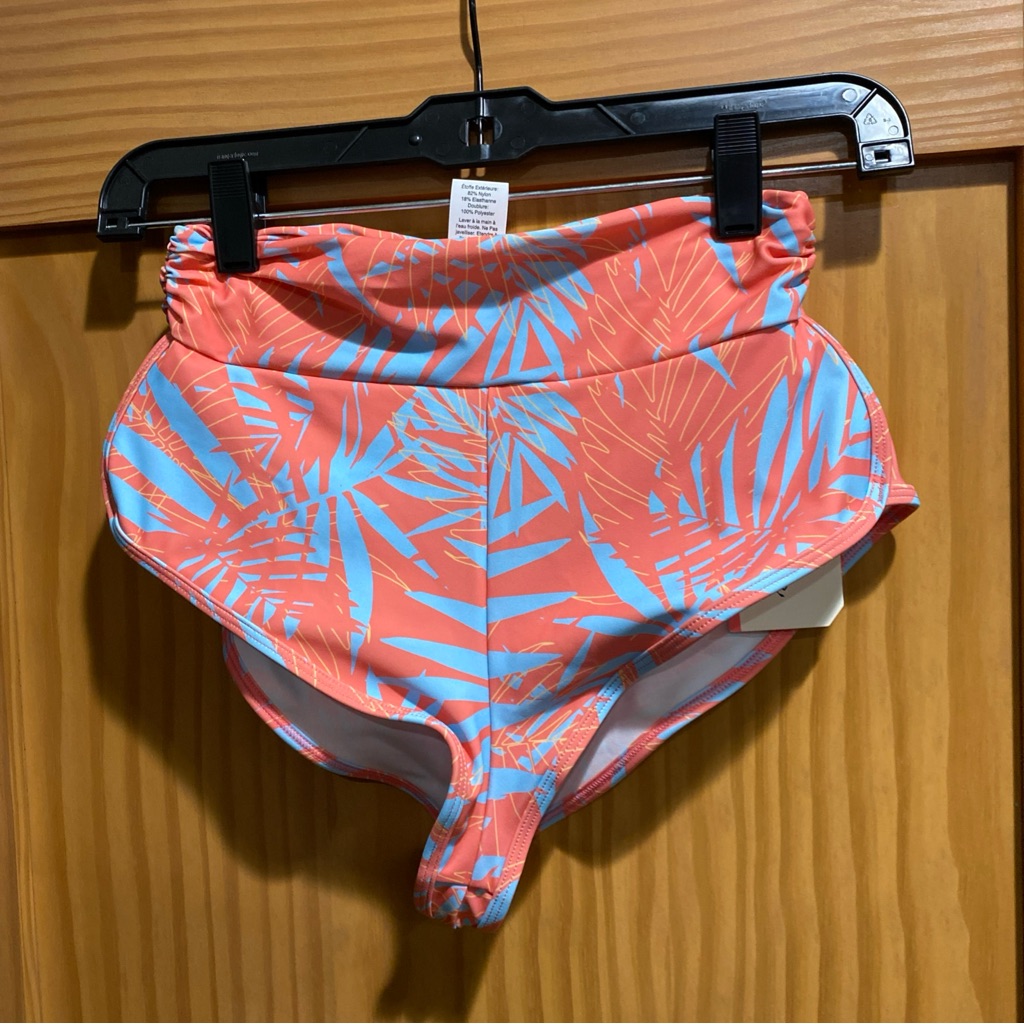 Salt Life Coral And Light Blue Tropical High-Waist Swim Bottoms